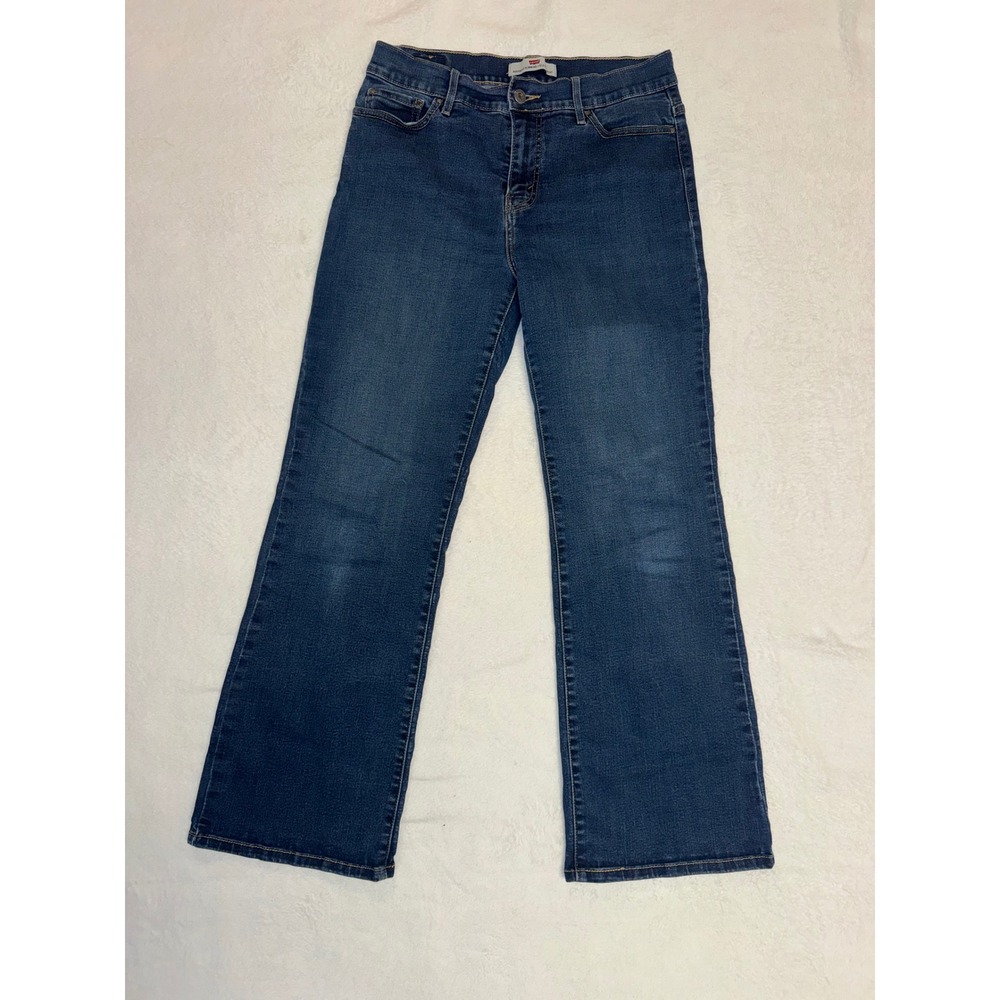 Levis 512 Perfectly Slimming Bootcut Jeans Dark Wash Rhinestone Pocket Womens 10